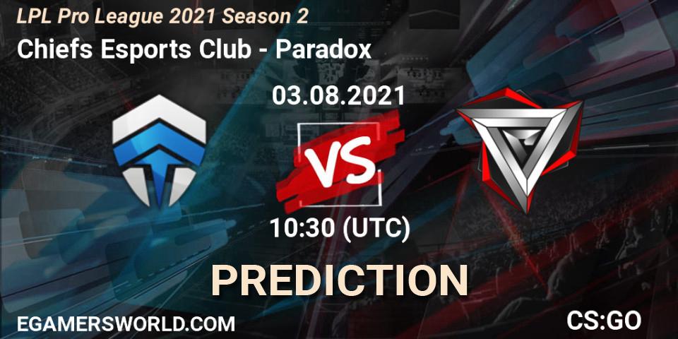 Chiefs Esports Club - Paradox: ennuste. 03.08.21, CS2 (CS:GO), LPL Pro League 2021 Season 2