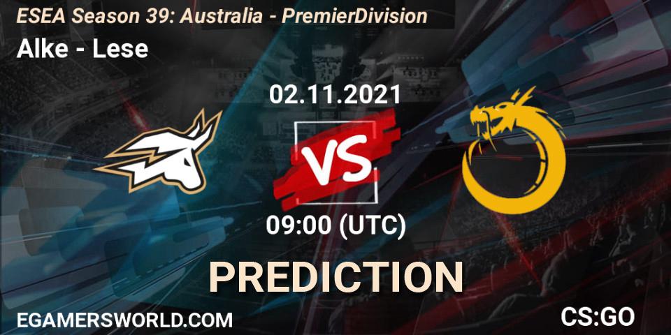 Alke - Lese: ennuste. 02.11.2021 at 09:00, Counter-Strike (CS2), ESEA Season 39: Australia - Premier Division