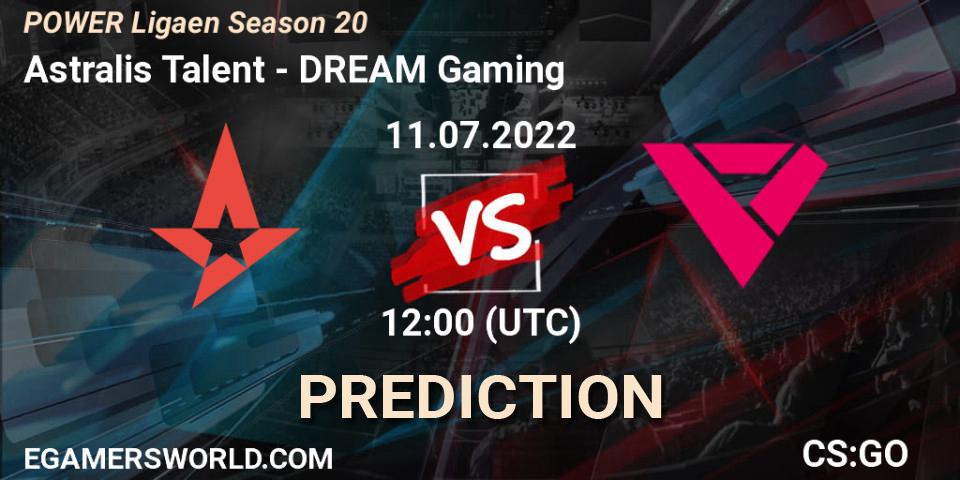 Astralis Talent - DREAM Gaming: ennuste. 11.07.2022 at 11:15, Counter-Strike (CS2), Dust2.dk Ligaen Season 20