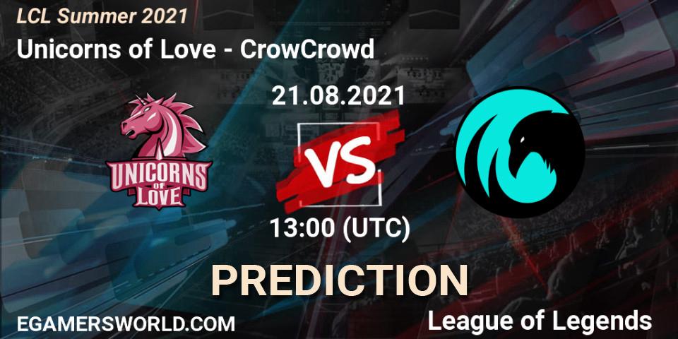 Unicorns of Love - CrowCrowd: ennuste. 21.08.2021 at 13:00, LoL, LCL Summer 2021
