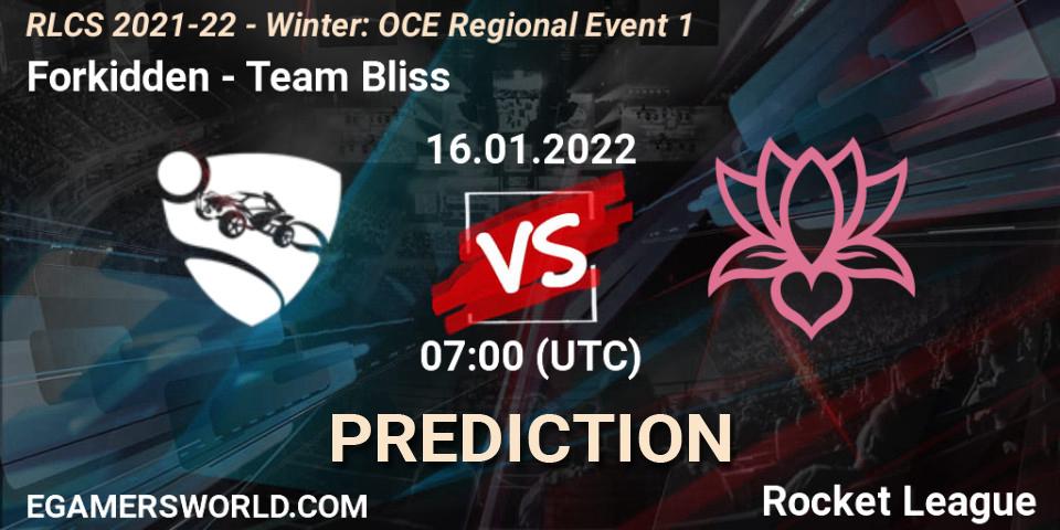 Forkidden - Team Bliss: ennuste. 16.01.22, Rocket League, RLCS 2021-22 - Winter: OCE Regional Event 1