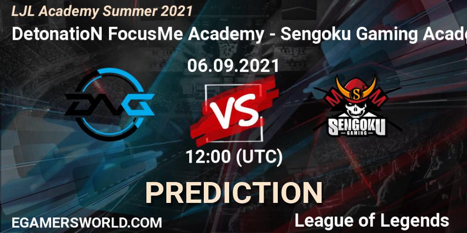 DetonatioN FocusMe Academy - Sengoku Gaming Academy: ennuste. 06.09.2021 at 12:00, LoL, LJL Academy Summer 2021