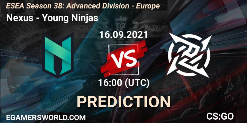 Nexus - Young Ninjas: ennuste. 16.09.2021 at 16:00, Counter-Strike (CS2), ESEA Season 38: Advanced Division - Europe