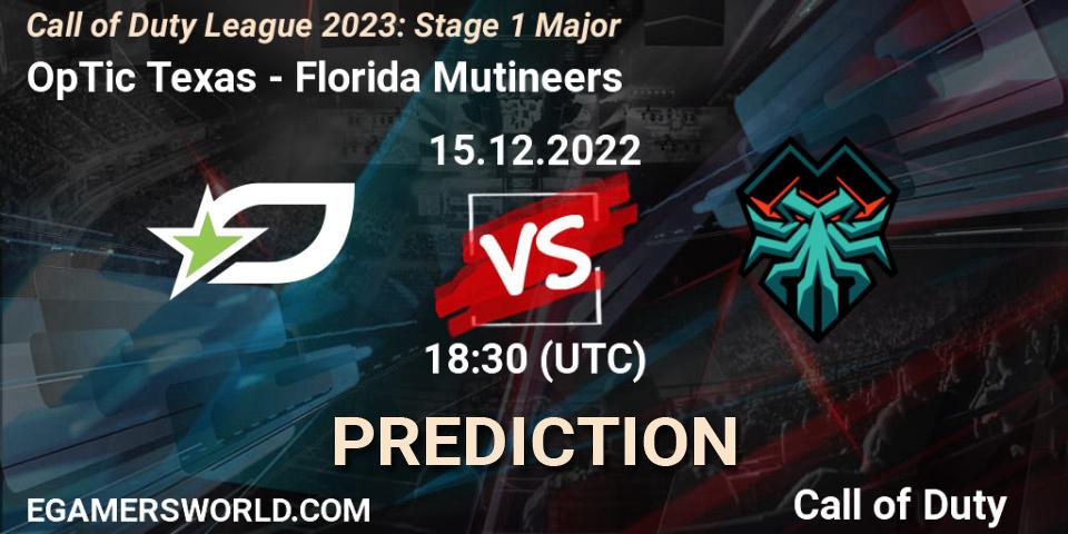 OpTic Texas - Florida Mutineers: ennuste. 16.12.2022 at 21:30, Call of Duty, Call of Duty League 2023: Stage 1 Major