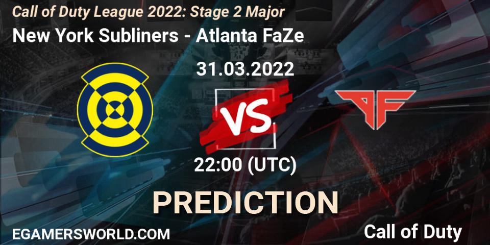 New York Subliners - Atlanta FaZe: ennuste. 31.03.22, Call of Duty, Call of Duty League 2022: Stage 2 Major