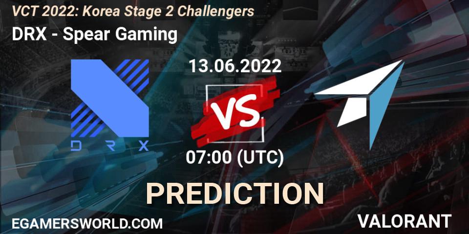 DRX - Spear Gaming: ennuste. 13.06.2022 at 07:00, VALORANT, VCT 2022: Korea Stage 2 Challengers
