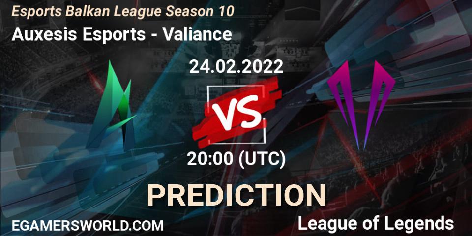 Auxesis Esports - Valiance: ennuste. 24.02.2022 at 20:00, LoL, Esports Balkan League Season 10