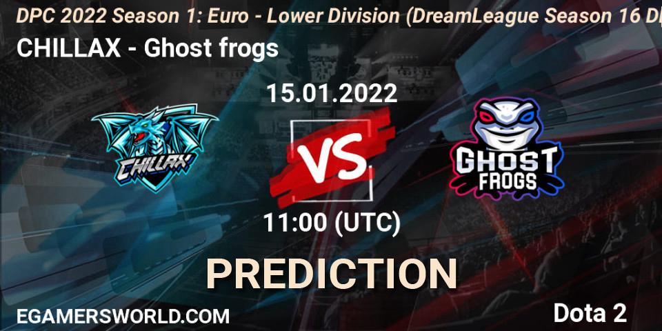 CHILLAX - Ghost frogs: ennuste. 15.01.2022 at 10:55, Dota 2, DPC 2022 Season 1: Euro - Lower Division (DreamLeague Season 16 DPC WEU)