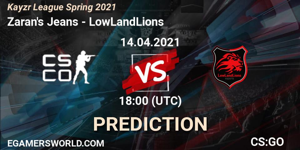 Zaran's Jeans - LowLandLions: ennuste. 14.04.2021 at 18:00, Counter-Strike (CS2), Kayzr League Spring 2021