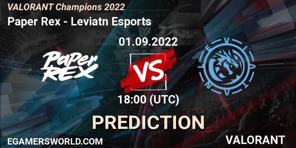 Paper Rex - Leviatán Esports: ennuste. 01.09.2022 at 18:45, VALORANT, VALORANT Champions 2022