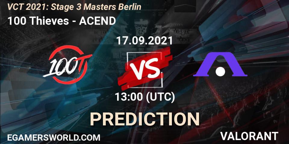 100 Thieves - ACEND: ennuste. 17.09.2021 at 17:20, VALORANT, VCT 2021: Stage 3 Masters Berlin