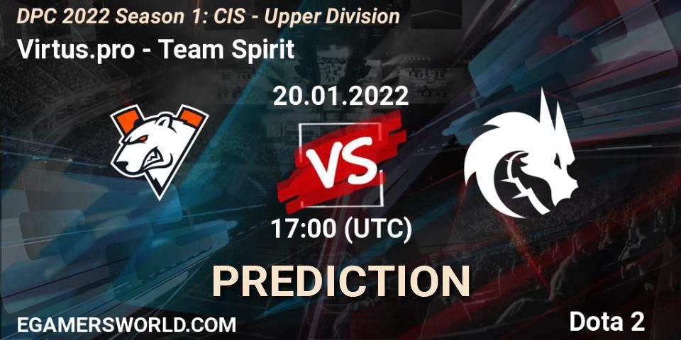 Virtus.pro - Team Spirit: ennuste. 20.01.2022 at 18:10, Dota 2, DPC 2022 Season 1: CIS - Upper Division
