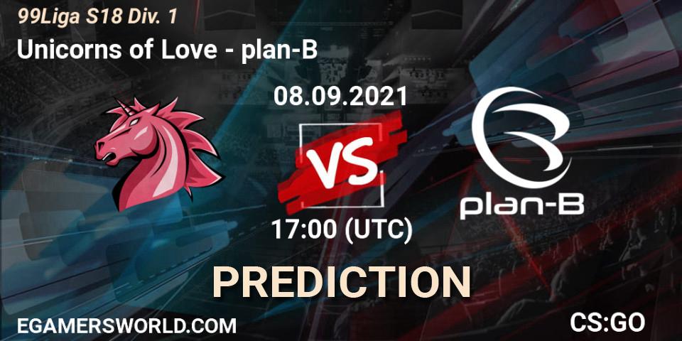 Unicorns of Love - plan-B: ennuste. 20.10.2021 at 17:00, Counter-Strike (CS2), 99Liga S18 Div. 1