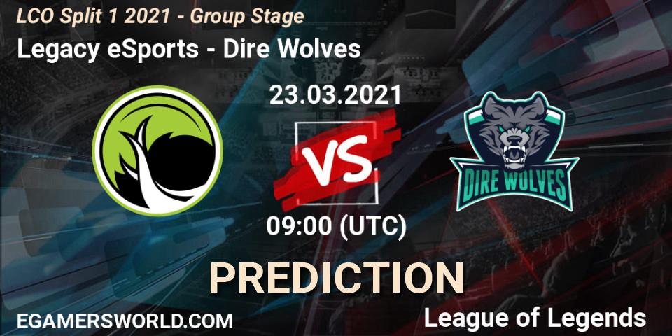 Legacy eSports - Dire Wolves: ennuste. 23.03.21, LoL, LCO Split 1 2021 - Group Stage