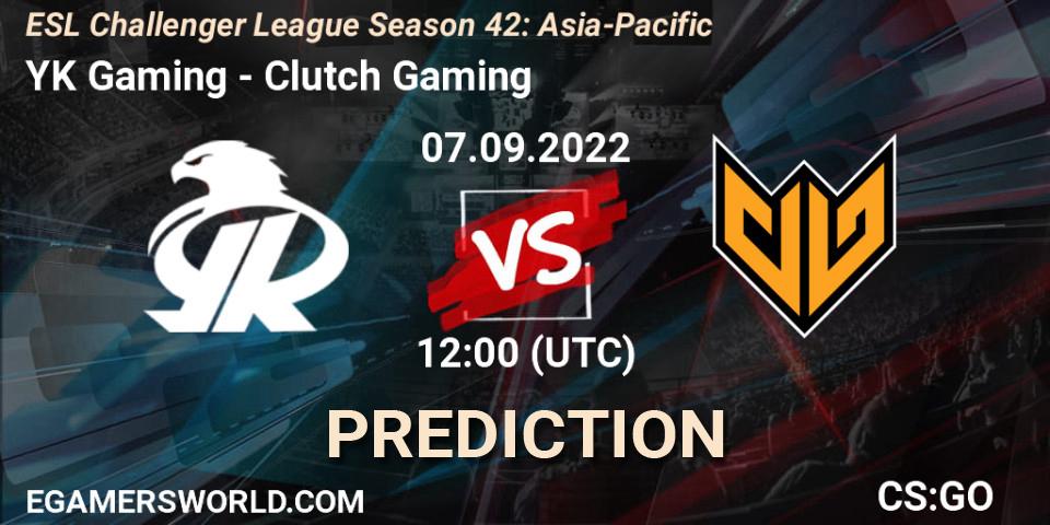 YK Gaming - Clutch Gaming: ennuste. 07.09.2022 at 12:00, Counter-Strike (CS2), ESL Challenger League Season 42: Asia-Pacific