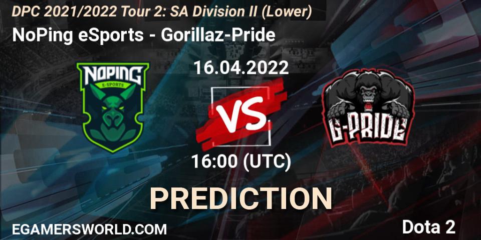 NoPing eSports - Gorillaz-Pride: ennuste. 16.04.2022 at 16:04, Dota 2, DPC 2021/2022 Tour 2: SA Division II (Lower)