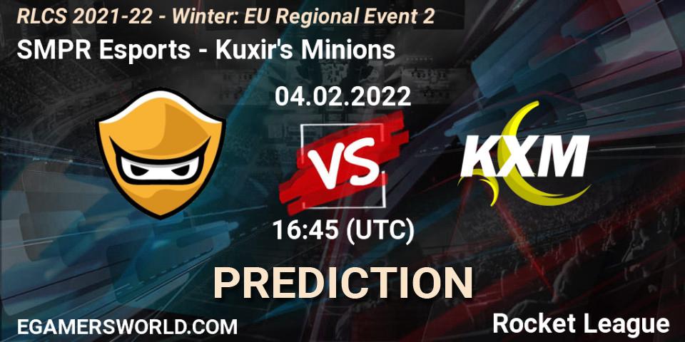 SMPR Esports - Kuxir's Minions: ennuste. 04.02.2022 at 16:45, Rocket League, RLCS 2021-22 - Winter: EU Regional Event 2
