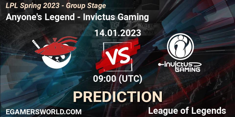 Anyone's Legend - Invictus Gaming: ennuste. 14.01.23, LoL, LPL Spring 2023 - Group Stage