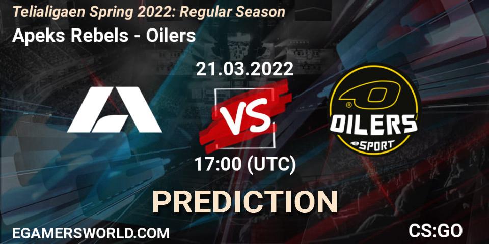 Apeks Rebels - Oilers: ennuste. 21.03.2022 at 17:00, Counter-Strike (CS2), Telialigaen Spring 2022: Regular Season