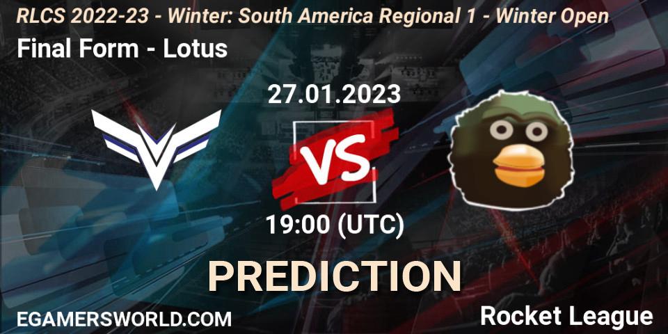 Final Form - Lotus: ennuste. 27.01.23, Rocket League, RLCS 2022-23 - Winter: South America Regional 1 - Winter Open