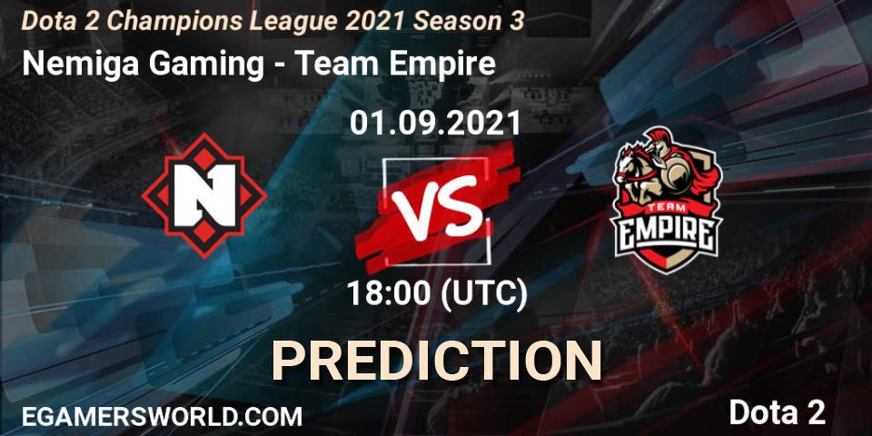 Nemiga Gaming - Team Empire: ennuste. 03.09.2021 at 12:00, Dota 2, Dota 2 Champions League 2021 Season 3
