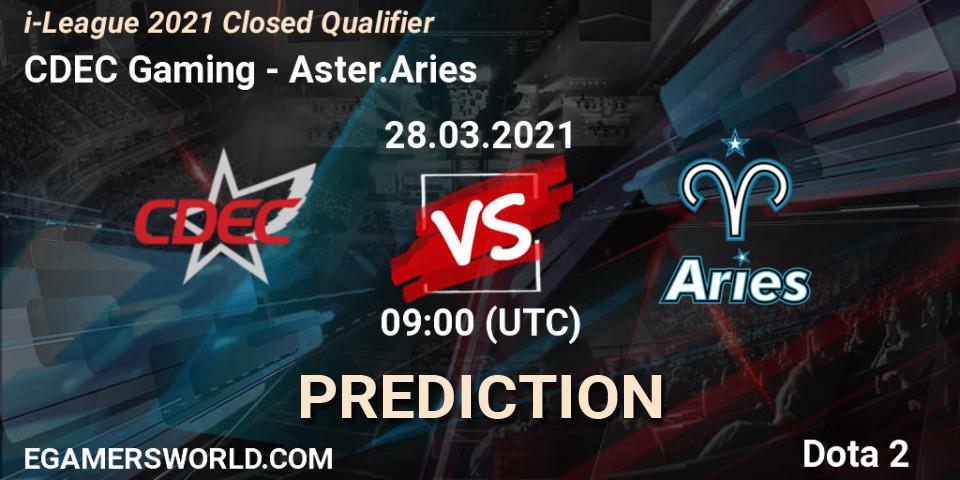 CDEC Gaming - Aster.Aries: ennuste. 28.03.2021 at 08:12, Dota 2, i-League 2021 Closed Qualifier