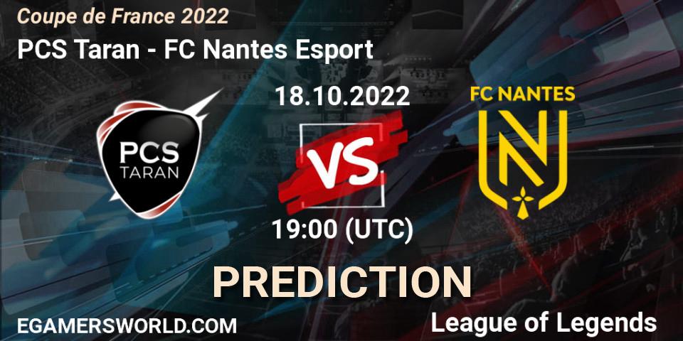 PCS Taran - FC Nantes Esport: ennuste. 18.10.2022 at 19:00, LoL, Coupe de France 2022
