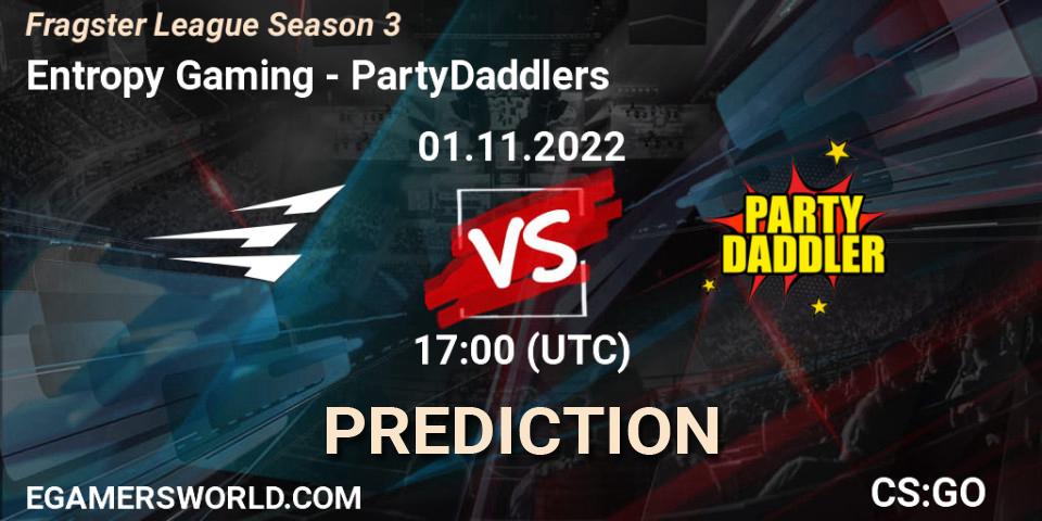 Entropy Gaming - PartyDaddlers: ennuste. 01.11.2022 at 17:00, Counter-Strike (CS2), Fragster League Season 3