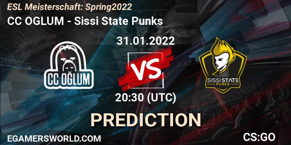 CC OGLUM - Sissi State Punks: ennuste. 31.01.2022 at 20:30, Counter-Strike (CS2), ESL Meisterschaft: Spring 2022