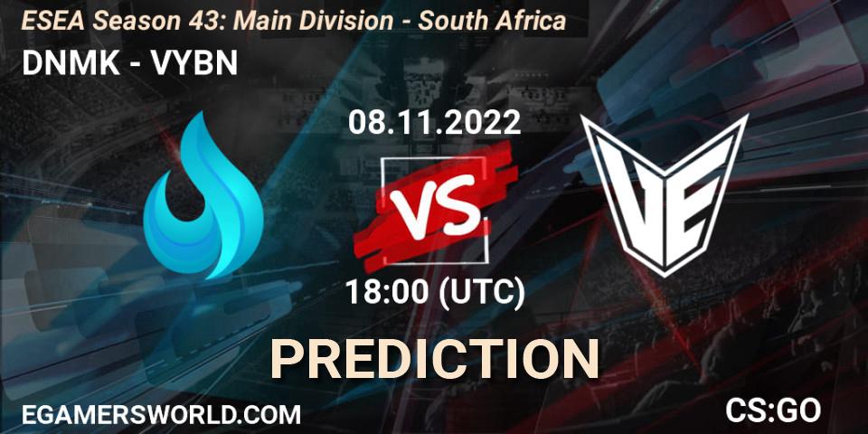 DNMK - VYBN: ennuste. 15.11.2022 at 18:00, Counter-Strike (CS2), ESEA Season 43: Main Division - South Africa