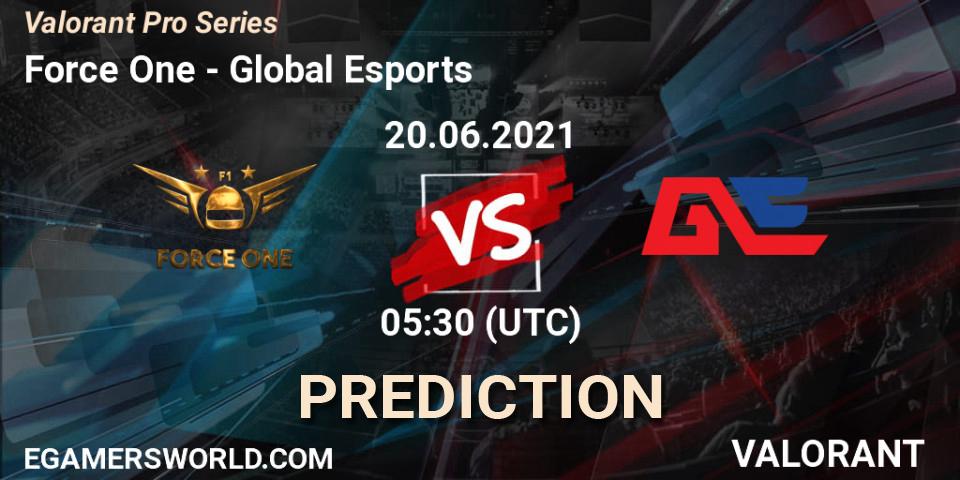 Force One - Global Esports: ennuste. 20.06.2021 at 06:30, VALORANT, Valorant Pro Series
