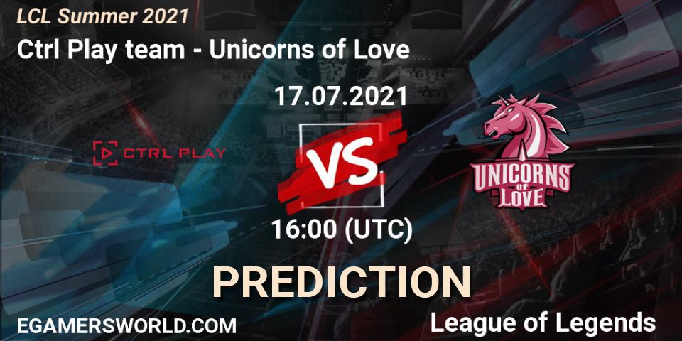 Ctrl Play team - Unicorns of Love: ennuste. 17.07.2021 at 16:10, LoL, LCL Summer 2021