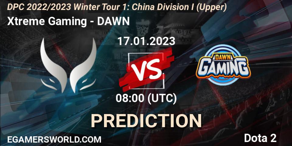 Xtreme Gaming - DAWN: ennuste. 17.01.2023 at 08:01, Dota 2, DPC 2022/2023 Winter Tour 1: CN Division I (Upper)