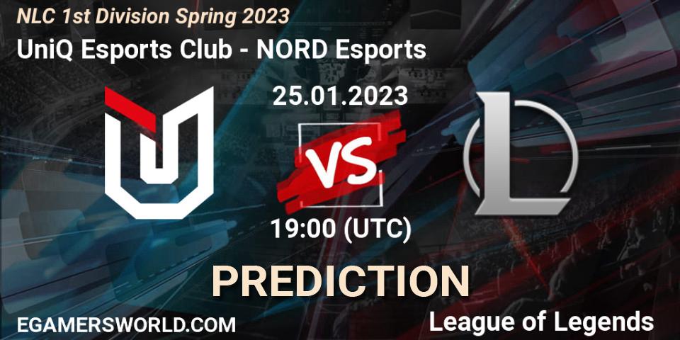 UniQ Esports Club - NORD Esports: ennuste. 25.01.2023 at 19:00, LoL, NLC 1st Division Spring 2023
