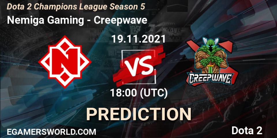 Nemiga Gaming - Creepwave: ennuste. 19.11.2021 at 18:00, Dota 2, Dota 2 Champions League 2021 Season 5