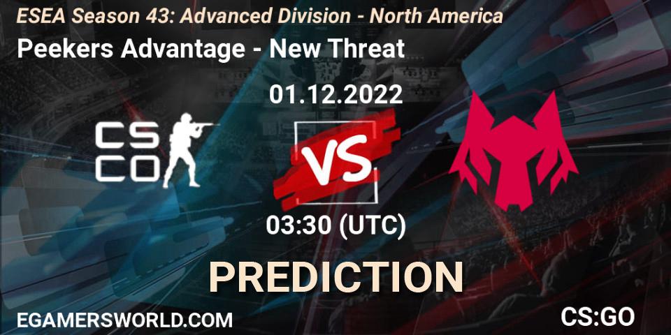 Peekers Advantage - New Threat: ennuste. 01.12.22, CS2 (CS:GO), ESEA Season 43: Advanced Division - North America