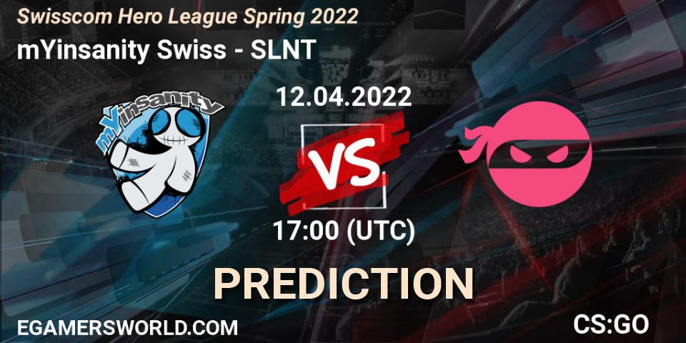 mYinsanity - SLNT: ennuste. 13.04.2022 at 17:00, Counter-Strike (CS2), Swisscom Hero League Season 1