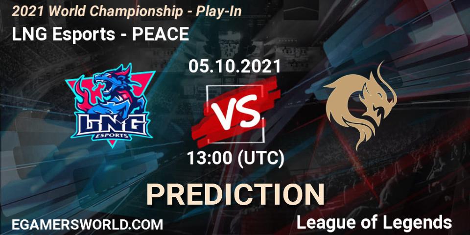 LNG Esports - PEACE: ennuste. 05.10.2021 at 13:10, LoL, 2021 World Championship - Play-In