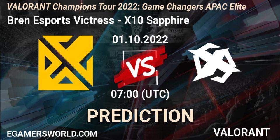 Bren Esports Victress - X10 Sapphire: ennuste. 01.10.2022 at 07:00, VALORANT, VCT 2022: Game Changers APAC Elite