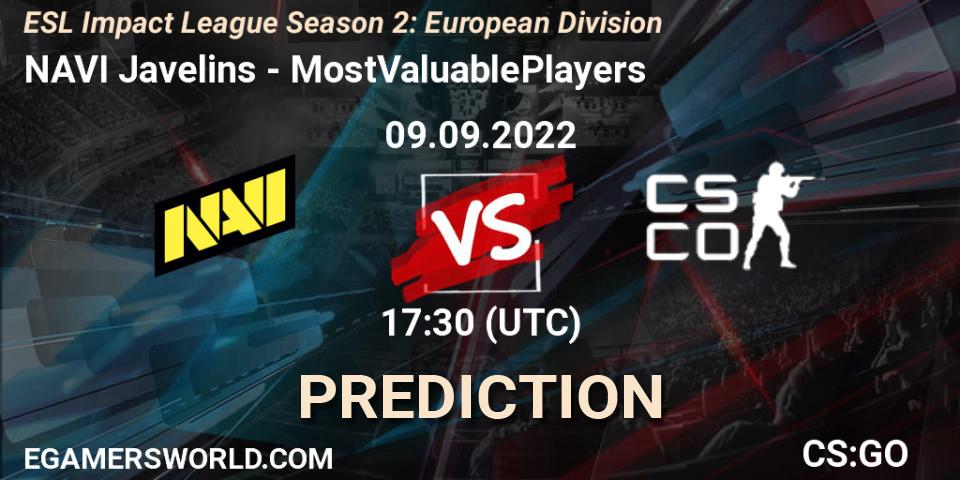NAVI Javelins - MostValuablePlayers: ennuste. 09.09.2022 at 17:30, Counter-Strike (CS2), ESL Impact League Season 2: European Division