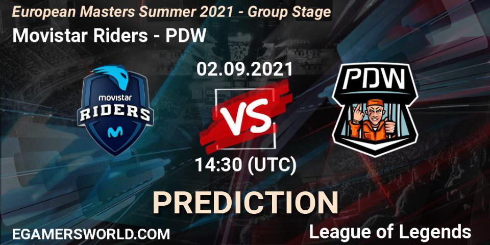 Movistar Riders - PDW: ennuste. 02.09.2021 at 14:30, LoL, European Masters Summer 2021 - Group Stage