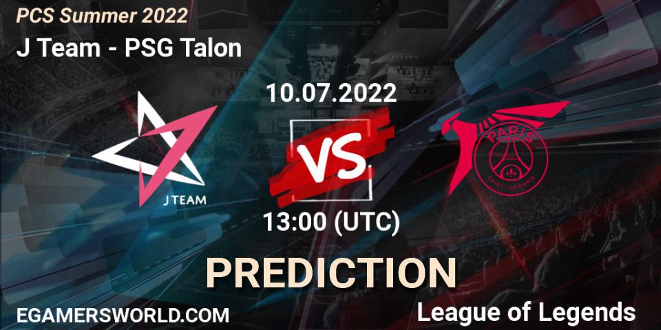 J Team - PSG Talon: ennuste. 10.07.2022 at 13:00, LoL, PCS Summer 2022