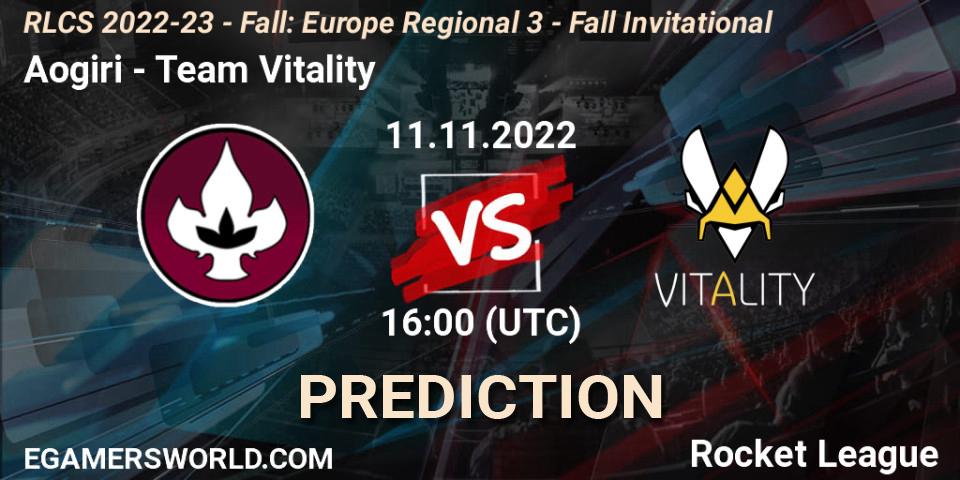 Aogiri - Team Vitality: ennuste. 11.11.2022 at 16:00, Rocket League, RLCS 2022-23 - Fall: Europe Regional 3 - Fall Invitational