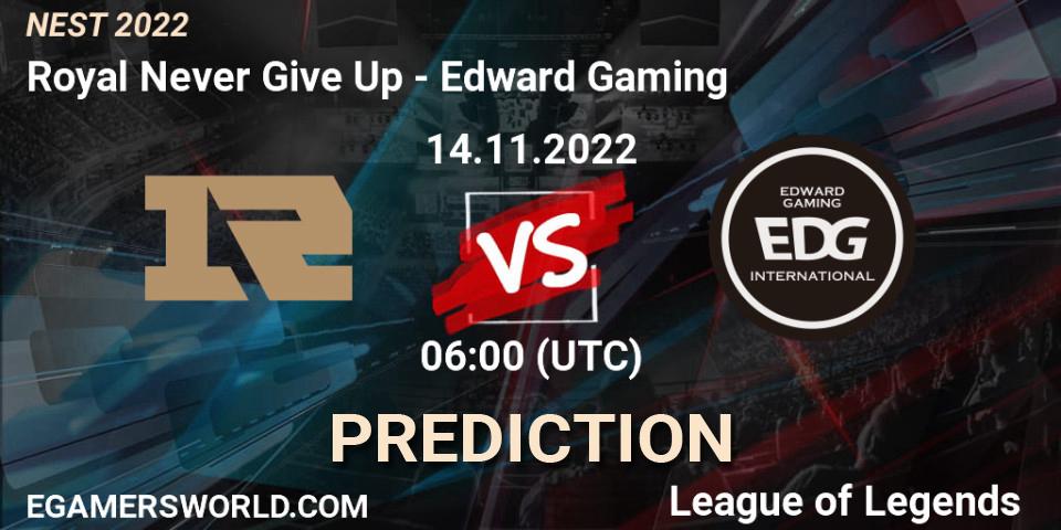 Royal Never Give Up - Edward Gaming: ennuste. 14.11.22, LoL, NEST 2022