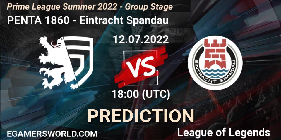 PENTA 1860 - Eintracht Spandau: ennuste. 12.07.2022 at 19:00, LoL, Prime League Summer 2022 - Group Stage