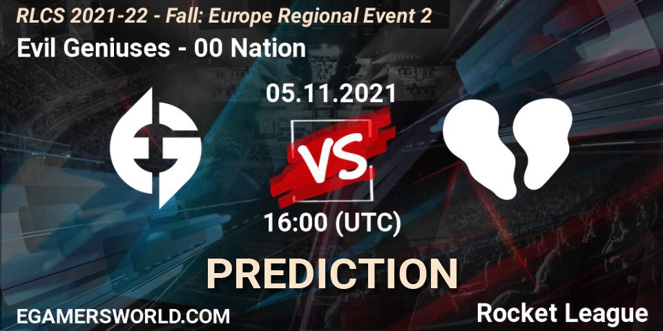 Evil Geniuses - 00 Nation: ennuste. 05.11.2021 at 16:00, Rocket League, RLCS 2021-22 - Fall: Europe Regional Event 2