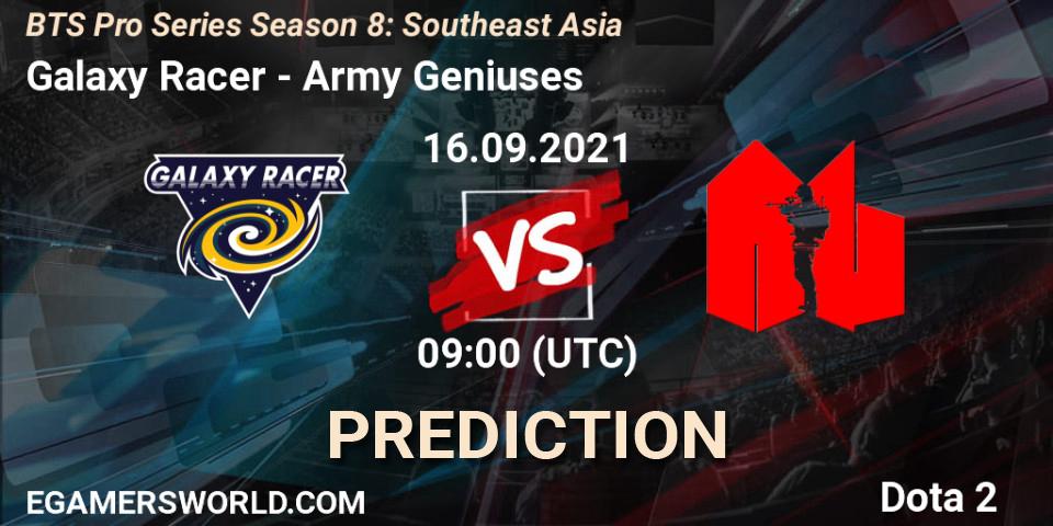 Galaxy Racer - Army Geniuses: ennuste. 16.09.2021 at 09:18, Dota 2, BTS Pro Series Season 8: Southeast Asia