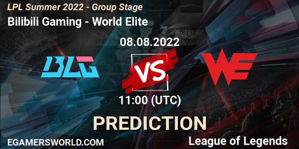 Bilibili Gaming - World Elite: ennuste. 08.08.22, LoL, LPL Summer 2022 - Group Stage
