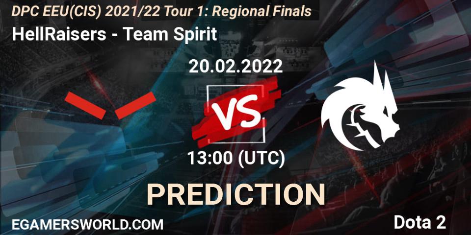 HellRaisers - Team Spirit: ennuste. 20.02.2022 at 13:11, Dota 2, DPC EEU(CIS) 2021/22 Tour 1: Regional Finals