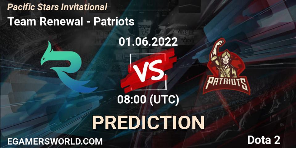 Team Renewal - Patriots: ennuste. 01.06.2022 at 09:17, Dota 2, Pacific Stars Invitational